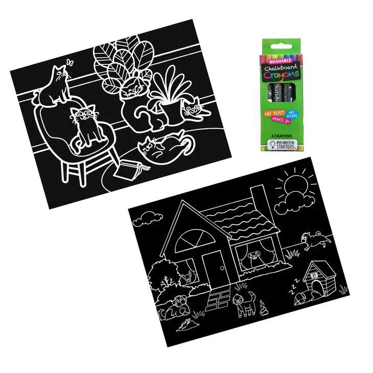 Chalkboard Minimat Travel Set with Chalk Crayons