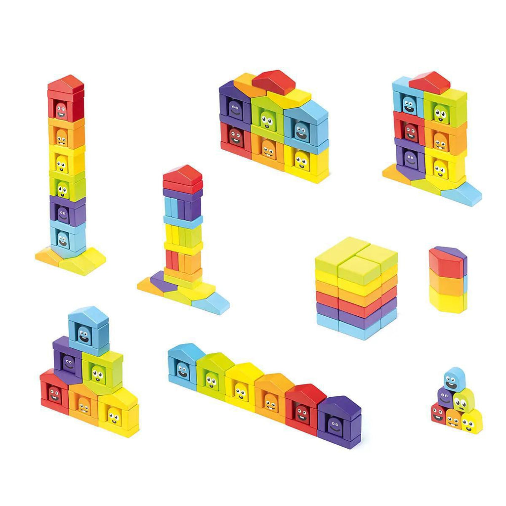 Cubik Colorful Houses Wooden Set