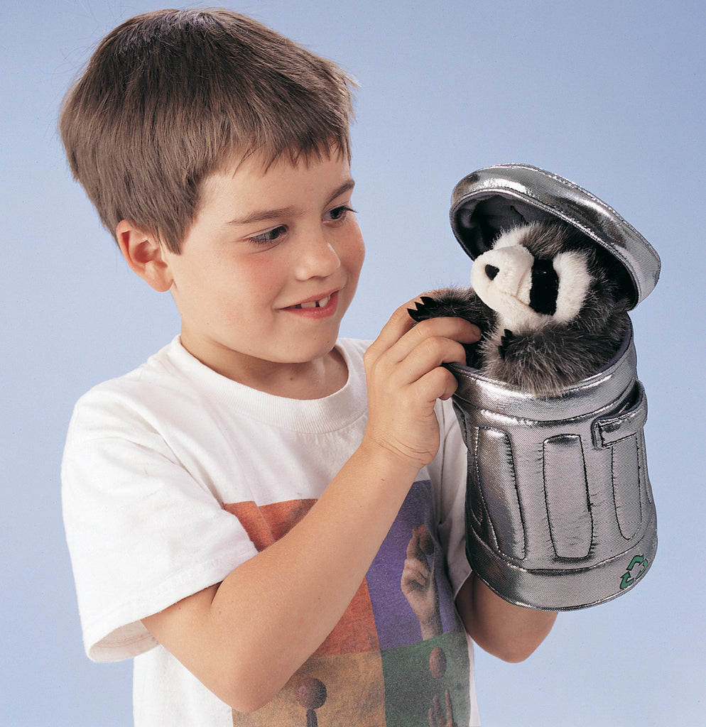 Raccoon in Garbage Can Puppet
